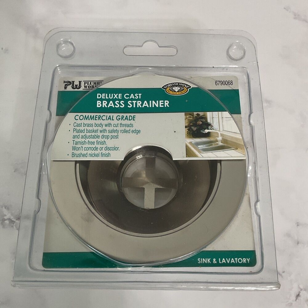 Plumb Works 6790068 Cast Brass Sink Strainer Commercial Grade. Brushed nickel.